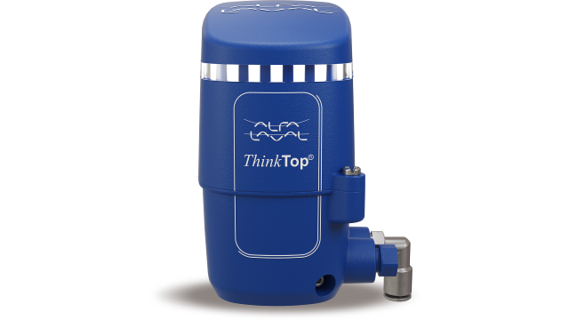 Vista del ThinkTop® V55, unidad de control de válvulas con diseño compacto utilizada para automatización inteligente y limpieza optimizada en sistemas de procesamiento